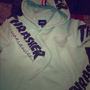 Thrasher X Huf Mint All Over Hoodie